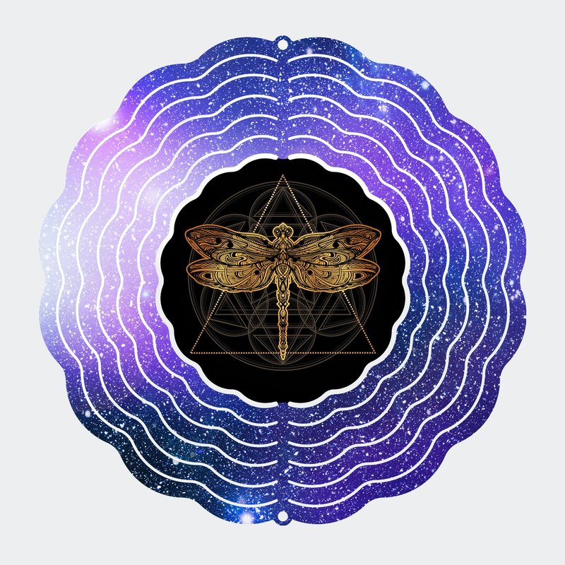 Metal Art Maker Golden Dragonfly Wind Spinner In Purple