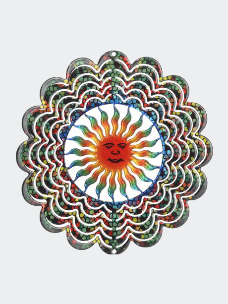 Next Innovations Kaleidoscope Small Stained Glass Sun Face Wind Spinner In Orange