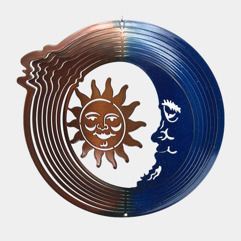 Metal Art Maker Medium Sun Moon Wind Spinner In Brown