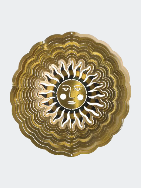 Metal Art Maker Small Sun Face Antique Gold Wind Spinner