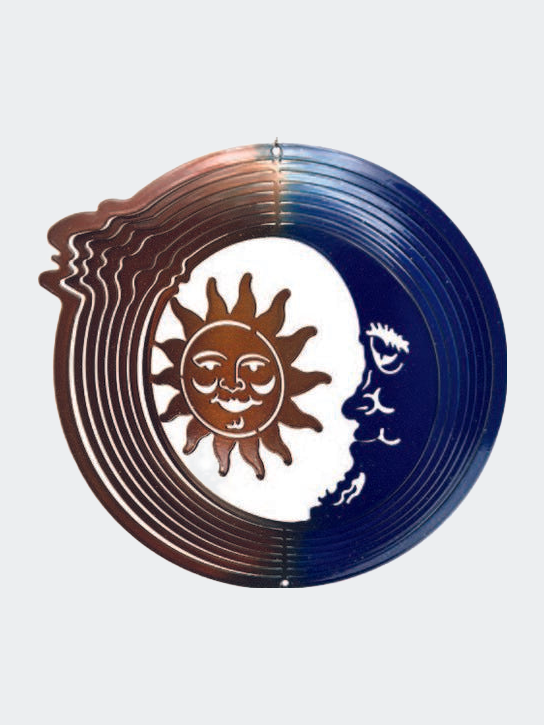 Metal Art Maker Small Sun Moon Blue Copper Wind Spinner