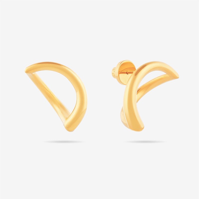 Meulien Abstract Crescent Moon Earrings In Gold
