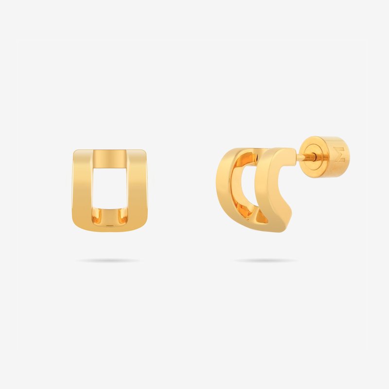 Shop Meulien Curved Rectangle Stud Earrings In Gold