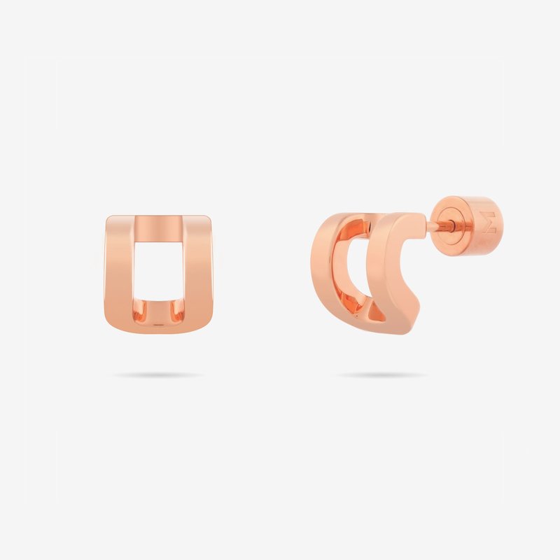 Meulien Curved Rectangle Stud Earrings In Pink