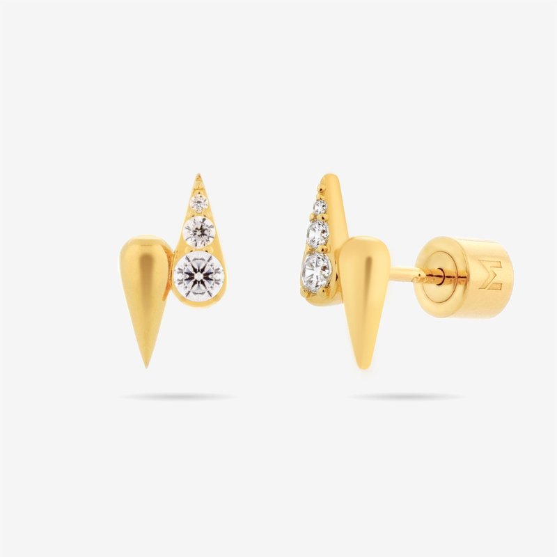 Shop Meulien Double Waterdrop Stud Earrings In Gold