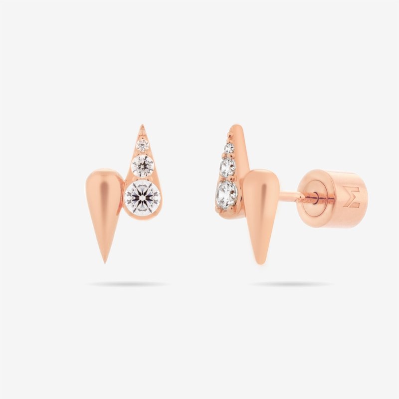 Shop Meulien Double Waterdrop Stud Earrings In Pink