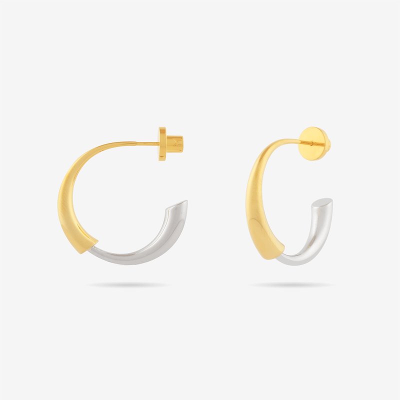Meulien Gold And Silver Bi-color Double Arc Hoop Earrings