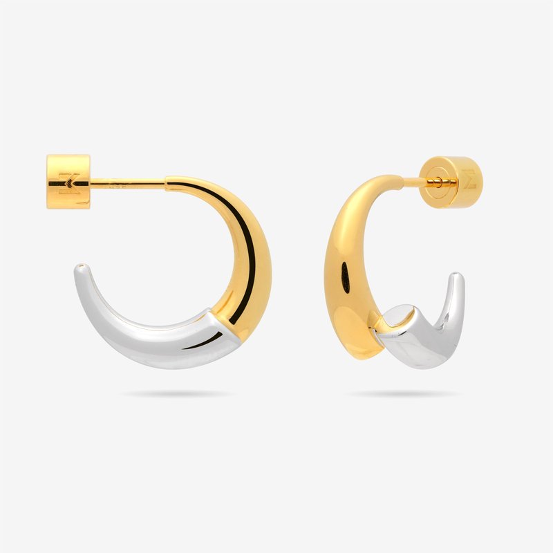 Meulien Gold And Silver Bi-color Split Arc Open Hoop Earrings