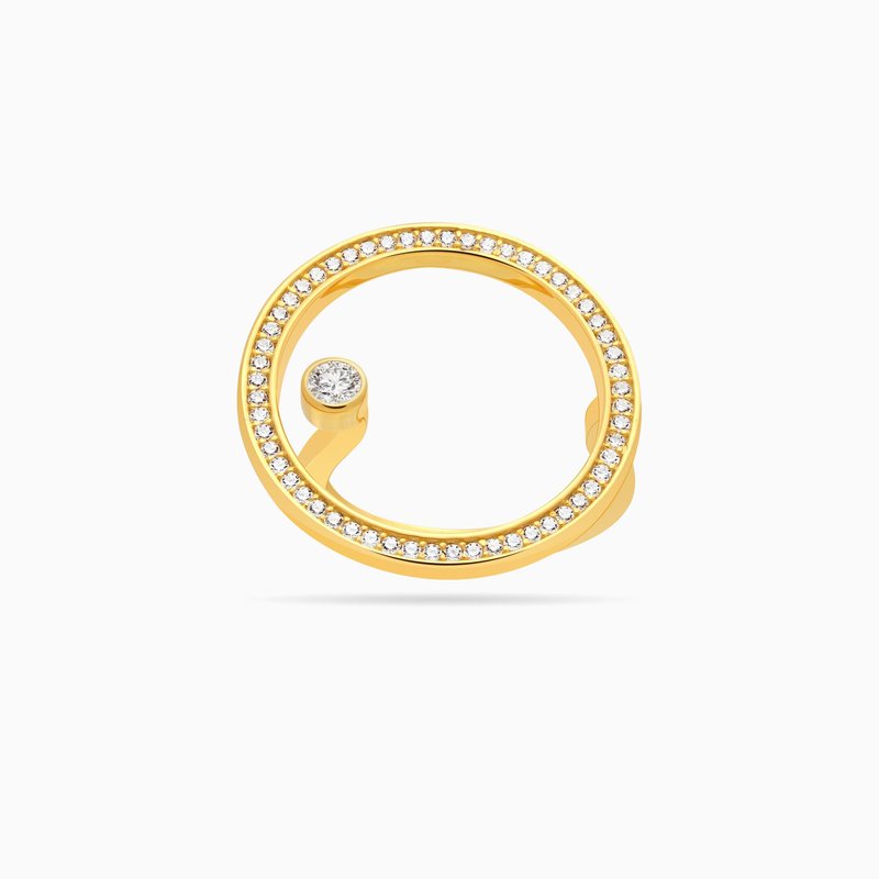 Meulien Large Open Circle Ring With Floating Cz Stud In Gold
