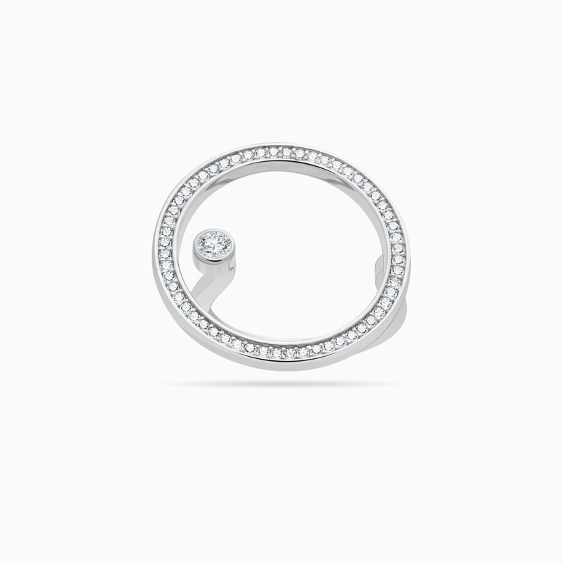 Meulien Large Open Circle Ring With Floating Cz Stud In Grey