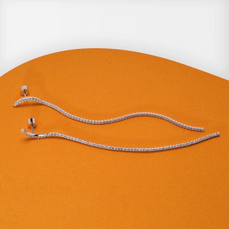 Shop Meulien Long Tennis Chain Dangle Earrings In Grey