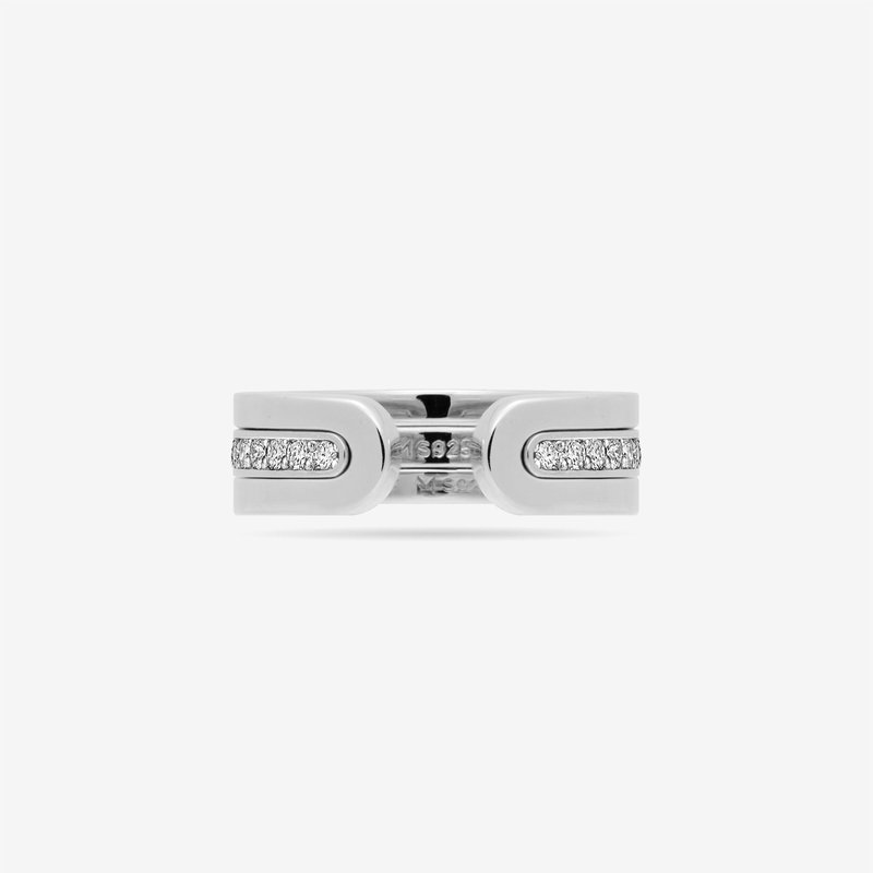 Shop Meulien Modular Thin Band Ring Set With Pave Cz In Grey