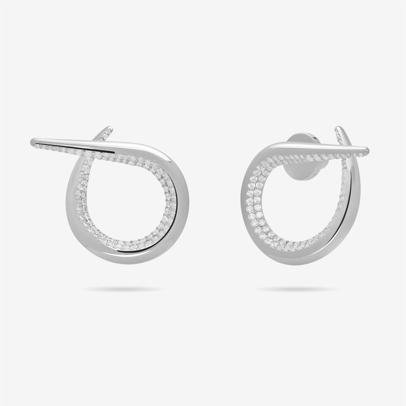 Meulien Open Twist Waterdrop Earrings With Pave Cz In Grey