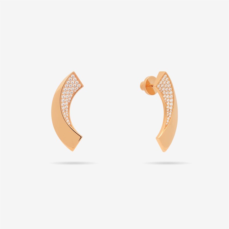Meulien Ribbon Drop Earrings With Pave Cz In Pink