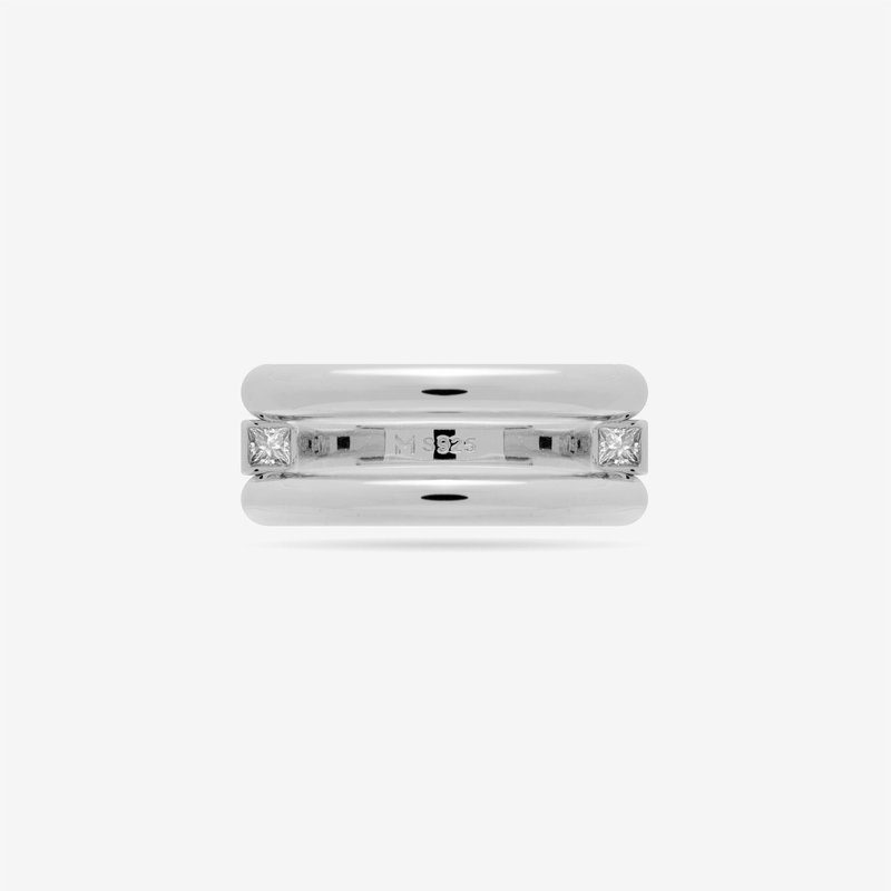 Meulien Round And Square Triple Band Convertible Ring With Cz In Grey