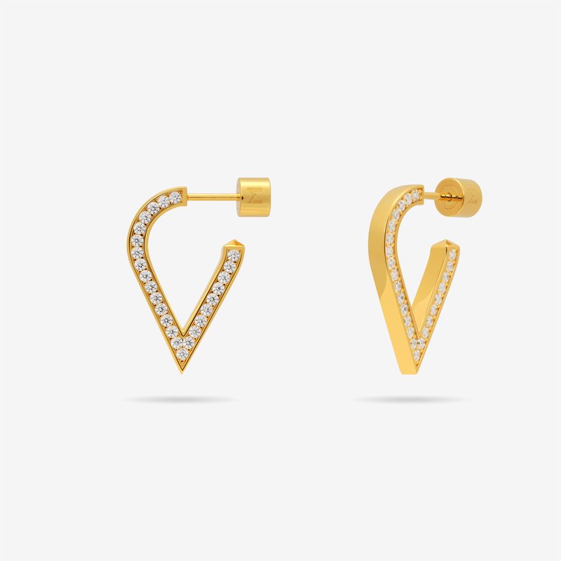 Meulien Stylized Waterdrop Drop Earrings With Pave Cz In Gold