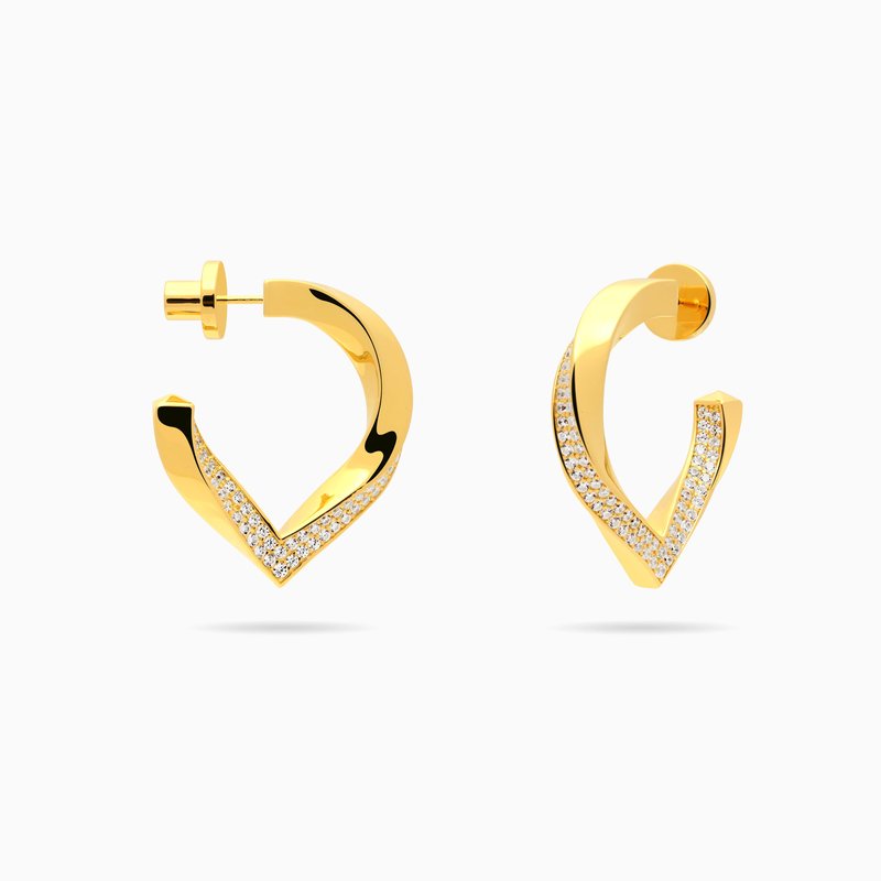 Meulien Twisted Stylized Waterdrop Drop Earrings With Pave Cz In Gold