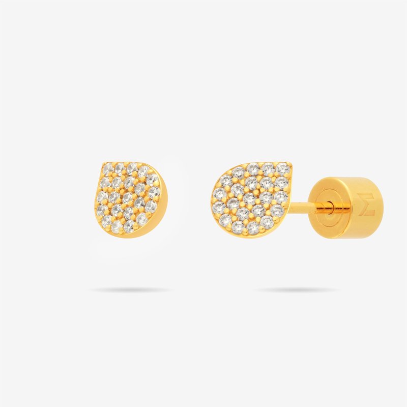 Meulien Waterdrop Bud Stud Earrings With Pave Cz In Gold