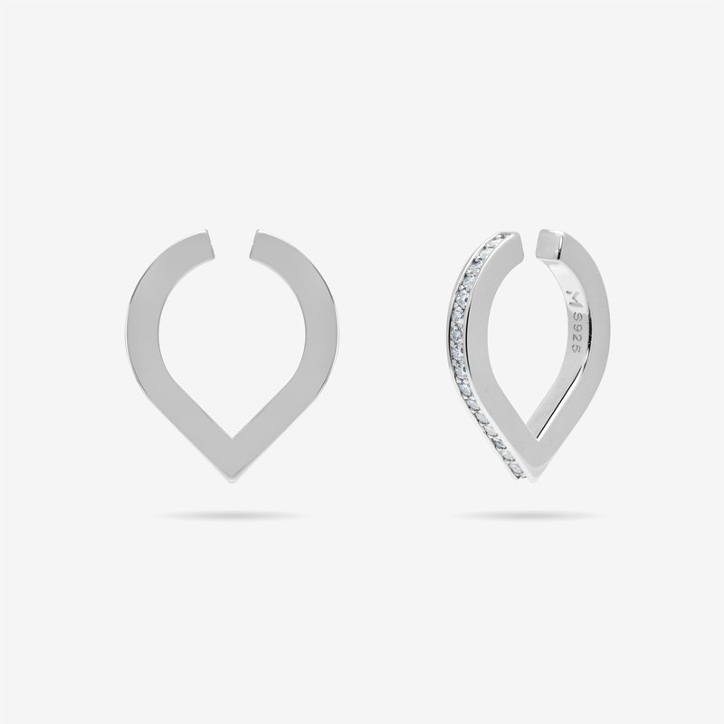 Meulien Waterdrop Ear Cuff With Pave Cz In Grey
