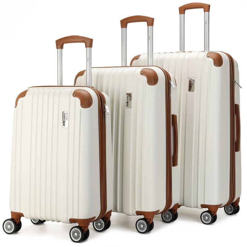Miami Carryon Collins 3 Piece Expandable Retro Luggage Set In White