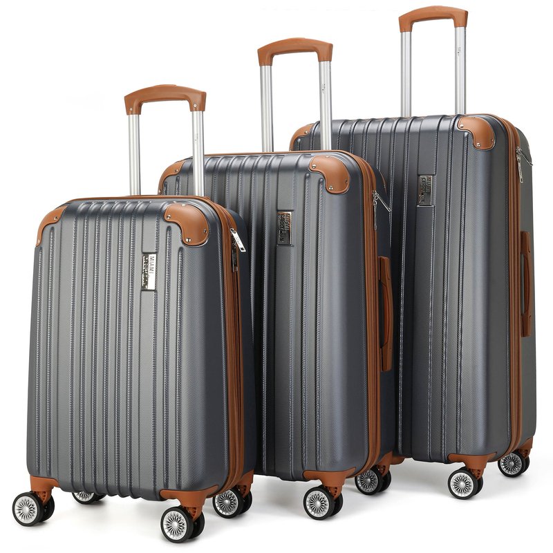 Miami Carryon Collins 3 Piece Expandable Retro Luggage Set In Grey