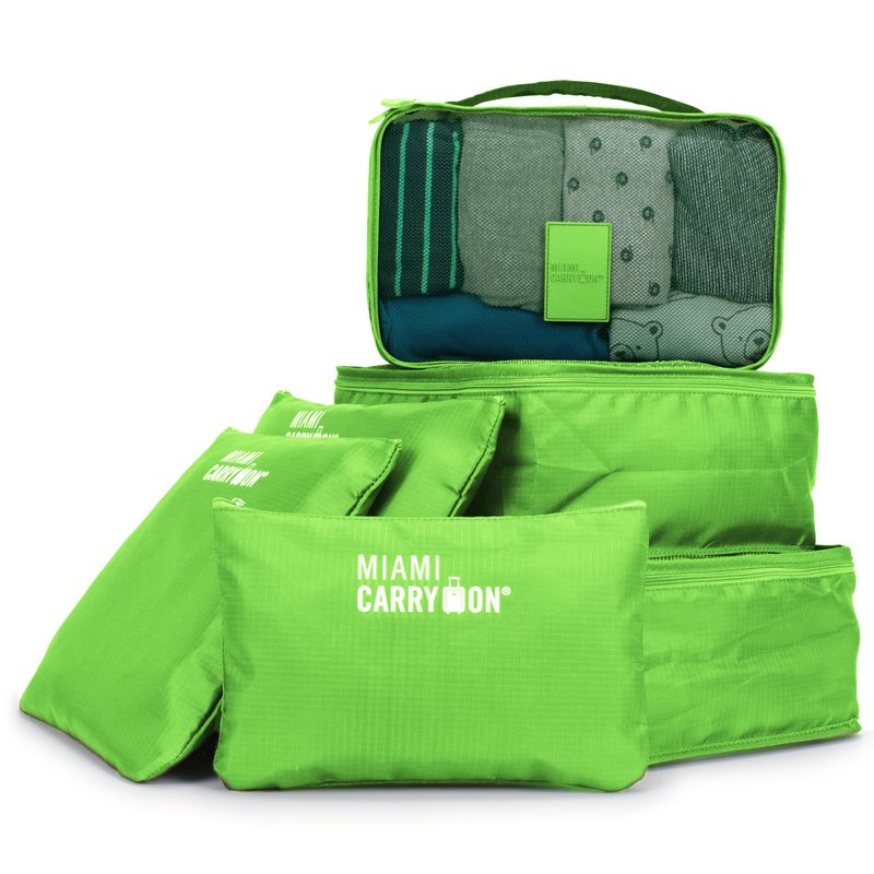 Miami Carryon Foldable 6 Piece Packing Cubes In Green