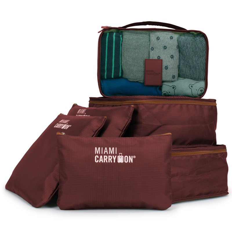 Miami Carryon Foldable 6 Piece Packing Cubes In Red