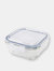 Michael Graves Design 27 Ounce High Borosilicate Glass Square Food Storage Container with Indigo Rubber Seal
