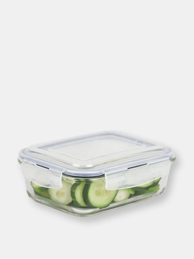 Michael Graves Designs Michael Graves Design 35 Ounce High Borosilicate Glass Rectangle Food Storage Container with Indigo Rubber Seal product