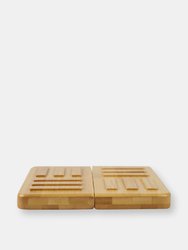 Michael Graves Design Expandable Linear Grooved Square Bamboo Trivet, Natural
