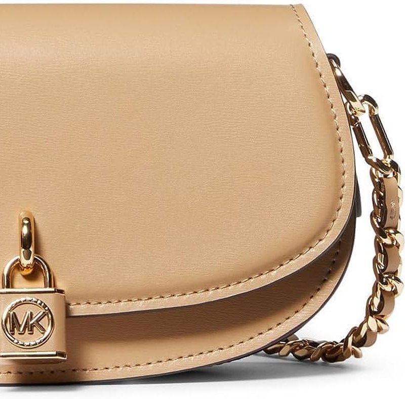 Shop Michael Kors Mila Small East/west Chain Sling Messenger Camel In Brown