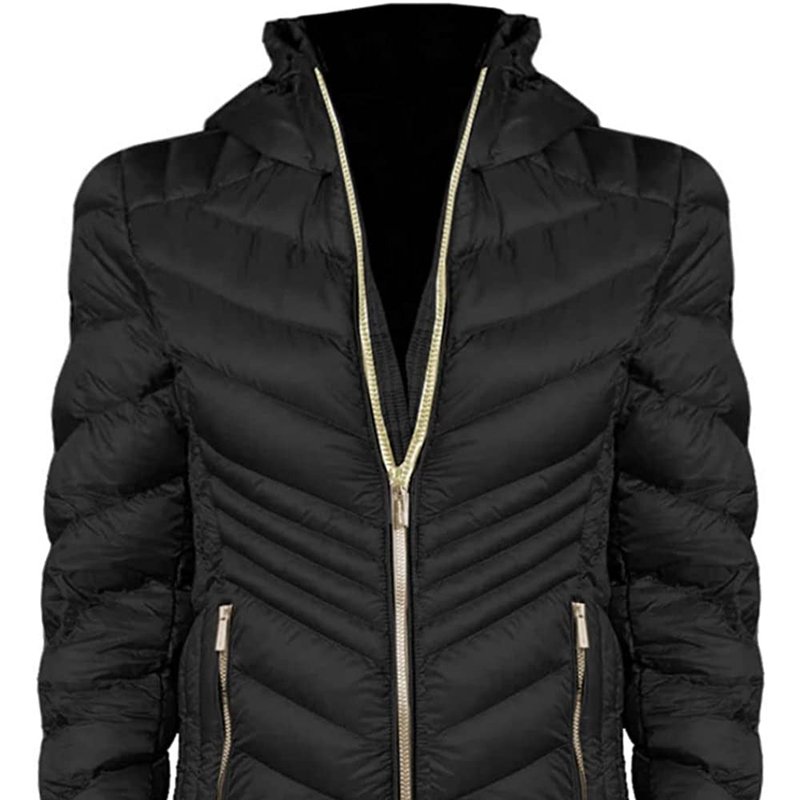 Shop Michael Kors Women's Black Chevron Short Packable Jacket