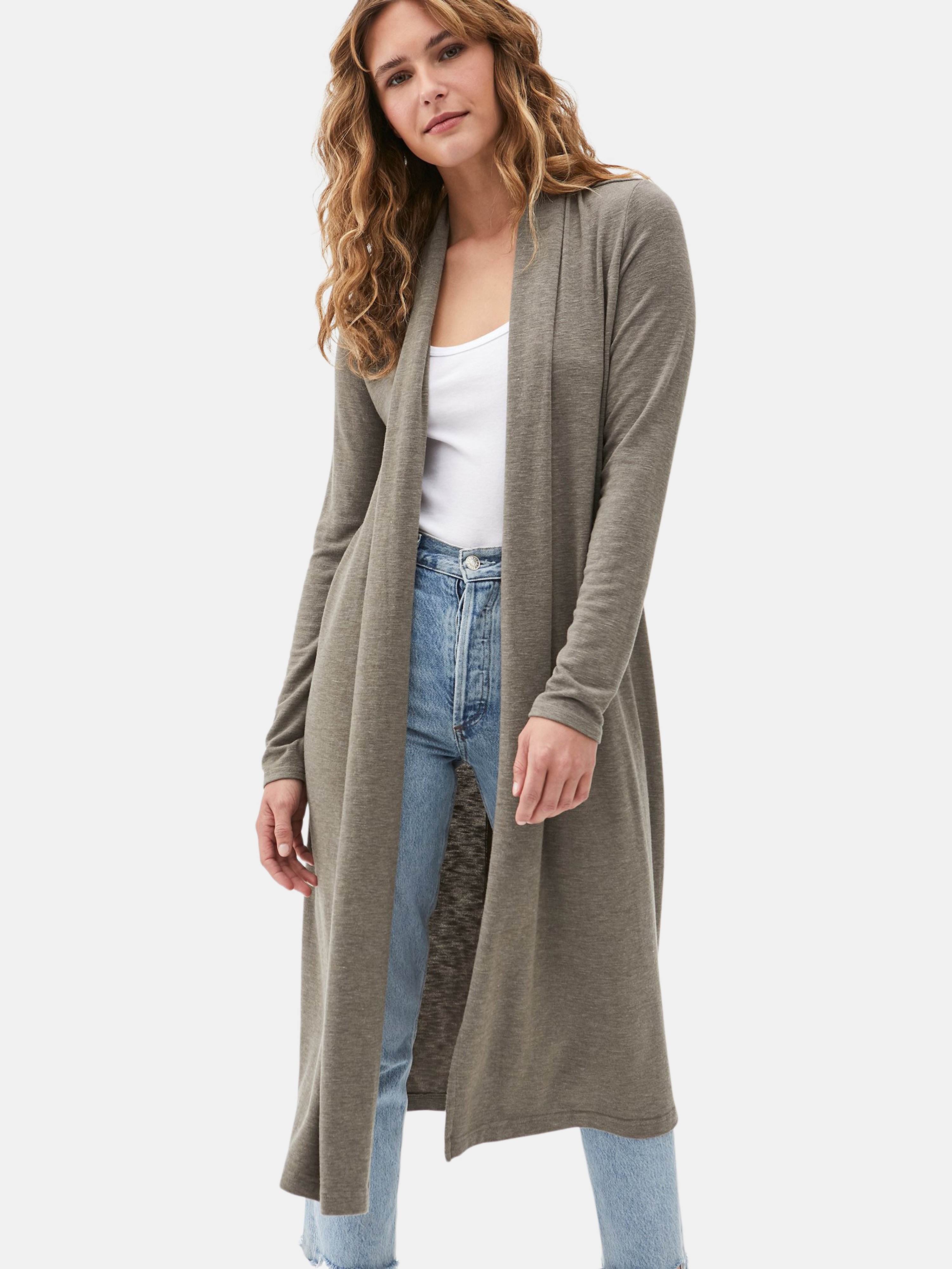 Michael Stars Candice Long Sleeve Duster In Green