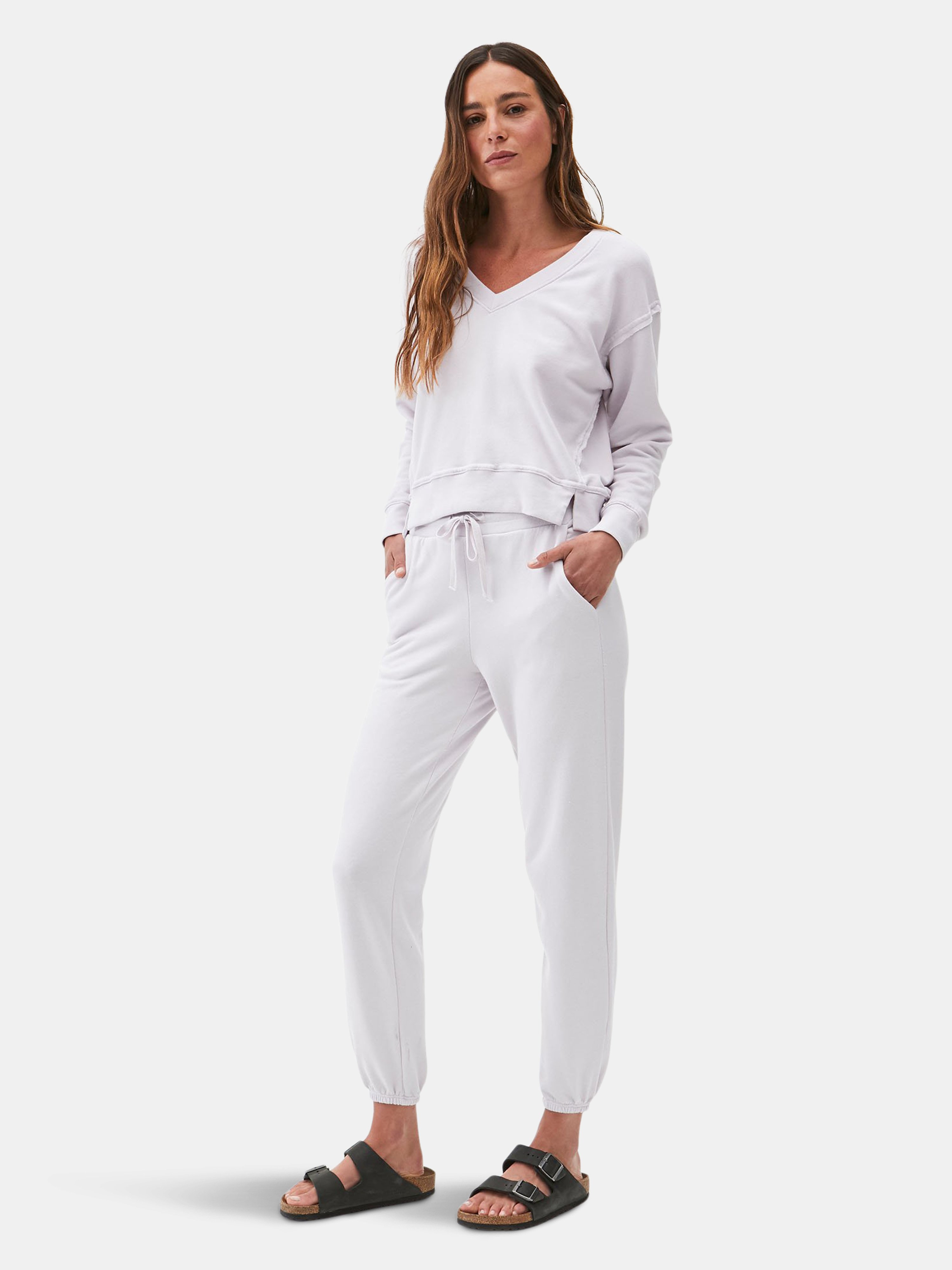 Michael Stars Ray French Terry Jogger Pants In White
