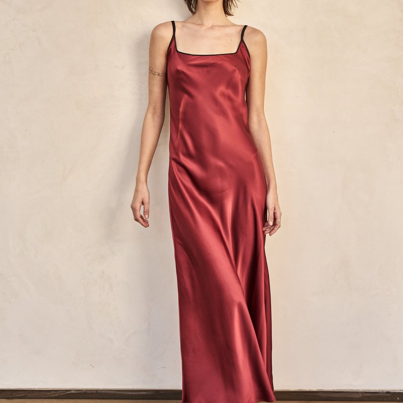 Midheaven Denim The Joni Silk Dress In Meridian Red