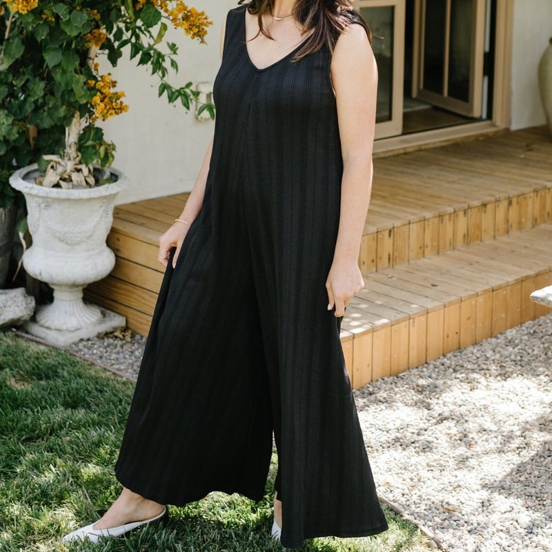 Mien Willow Wide Rib Jumpsuit In Black