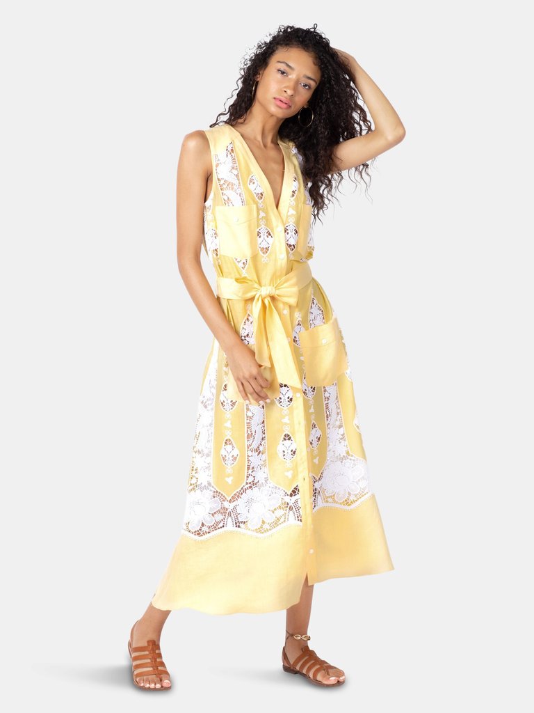 Miguelina Alexia Belted Guayabera Dress Verishop