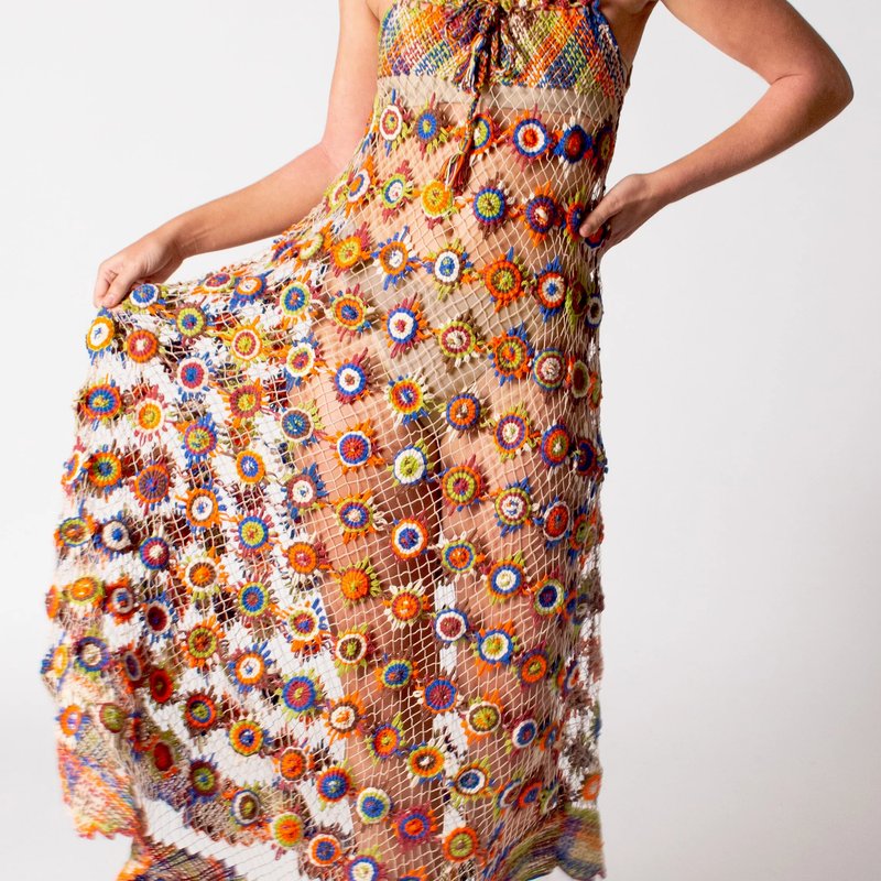 Miguelina Cristiana Crocheted Cotton Maxi Dress In Orange