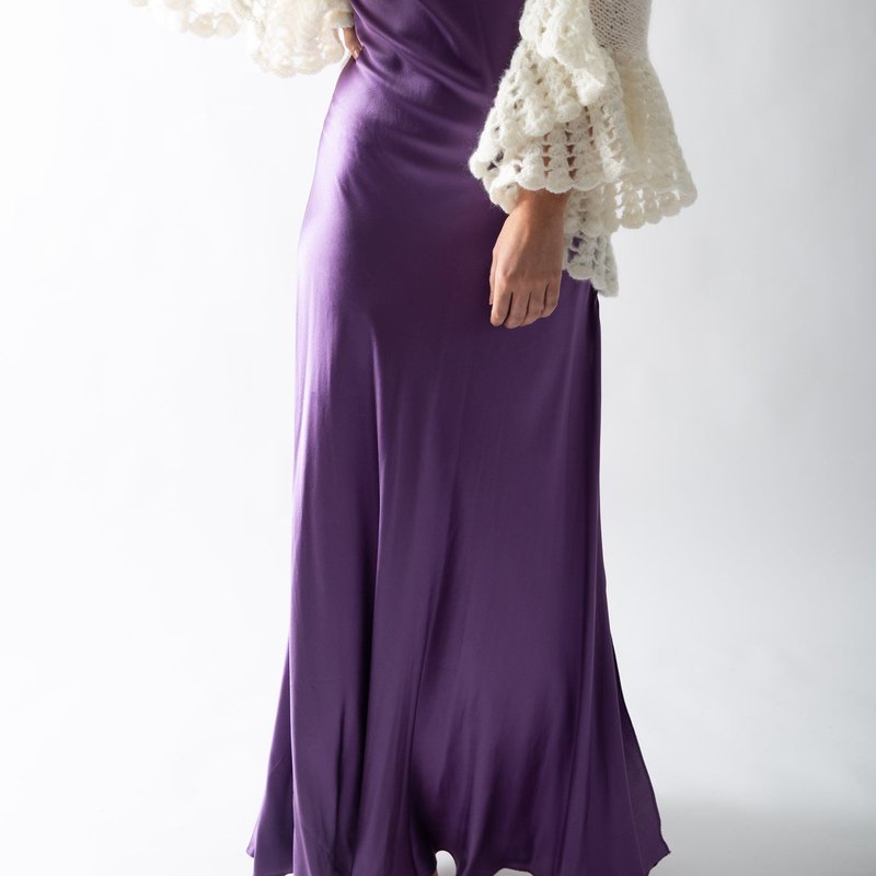 Miguelina Jacquelyn Silk Slip Dress In Purple