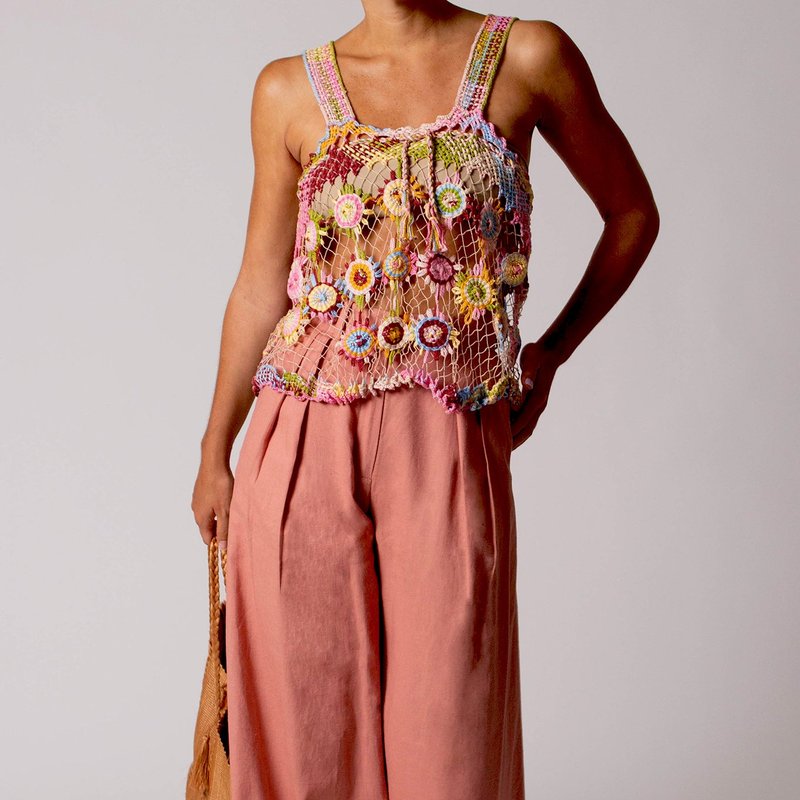 Miguelina River Pleated Linen Pants In Pink