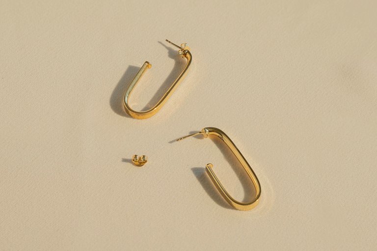 Long Oval Hoops - Gold