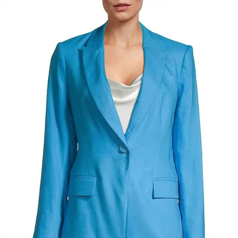 Shop Milly Avery Linen Blazer In Blue