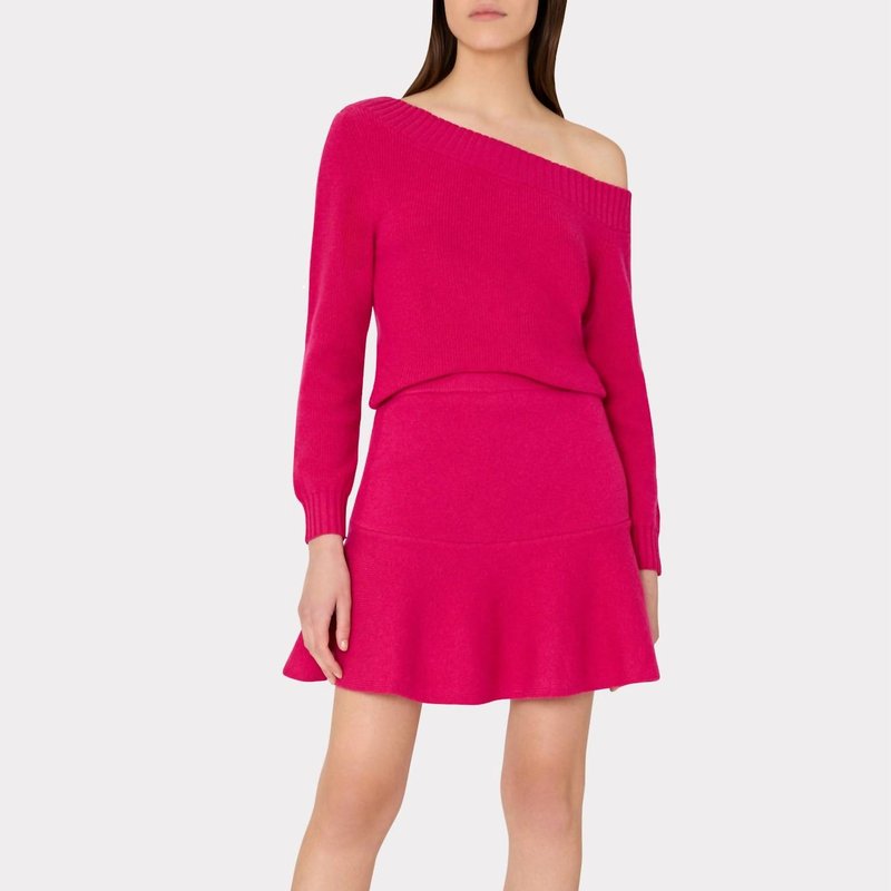 Milly Flare Knit Skirt In Pink