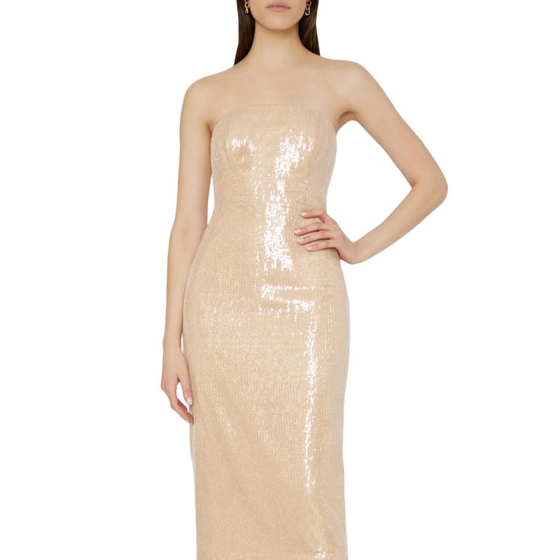 Shop Milly Kait Sequin Dress In Gold In Brown