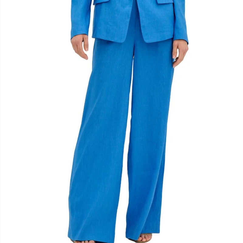 Shop Milly Noelani Linen Pants In Blue