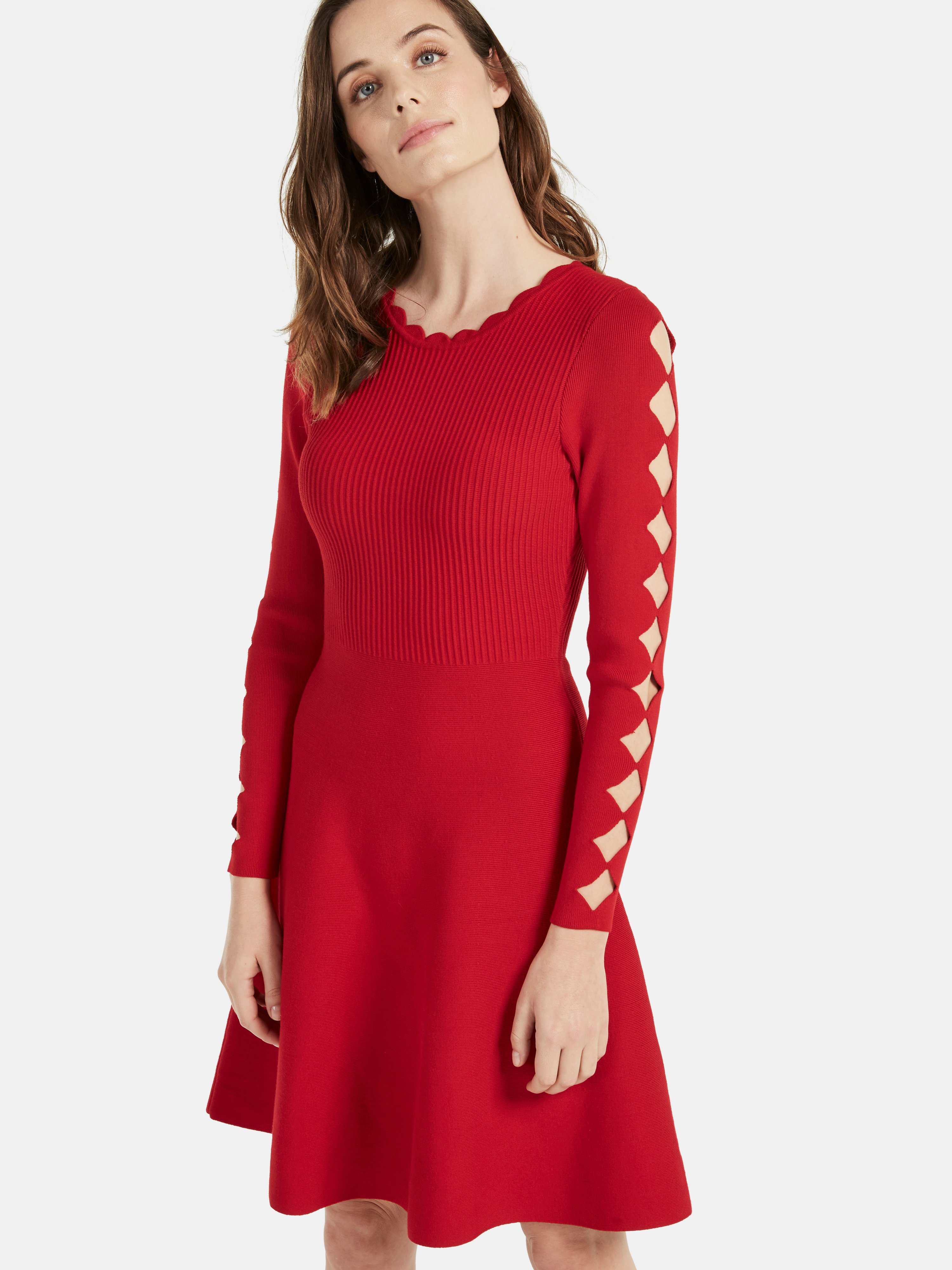 MILLY MILLY SCALLOP FIT & FLARE KNIT MINI DRESS
