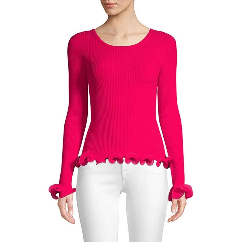 Shop Milly Women Wired Edge Pullover Knit Top In Pink