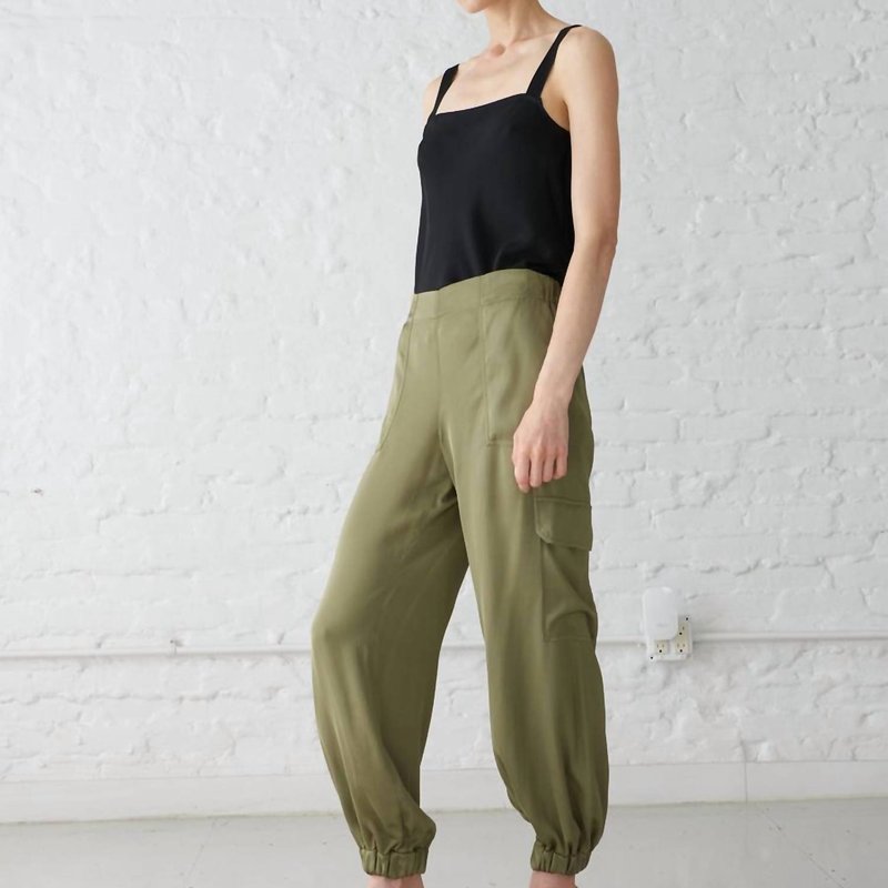 Shop Minimalist Marilyn Vegan Silk Cargo Pant In Green