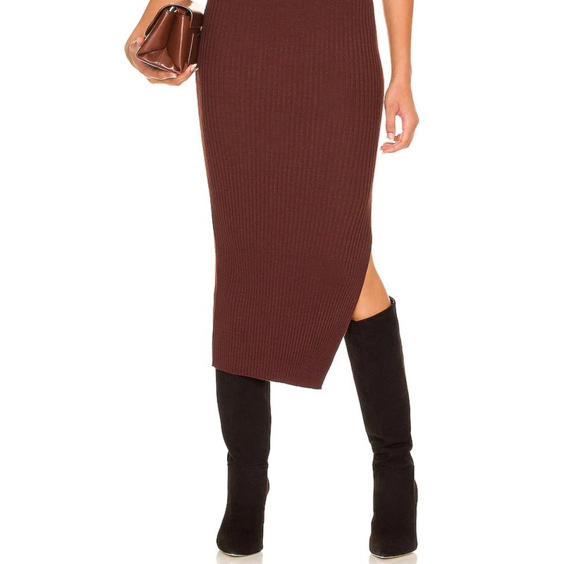 Shop Minkpink Lynd Knit Midi Skirt In Brown
