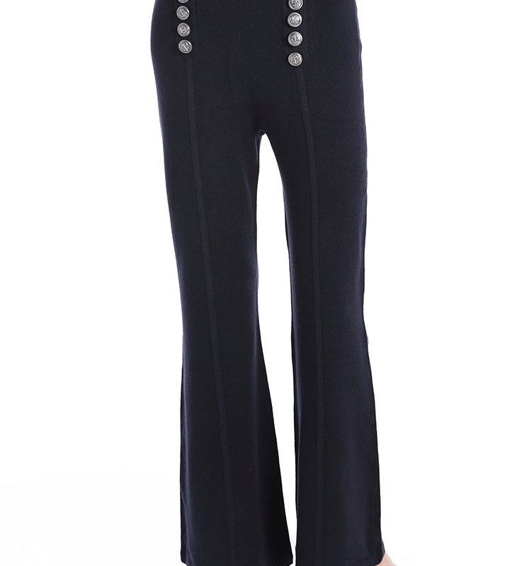 Shop Minnie Rose Cotton Blend Wide Leg Sailor Pant In Blue